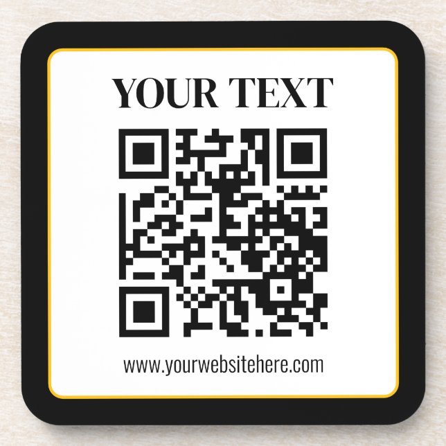Porta-copo Código QR empresarial com texto superior e inferio (Frente)