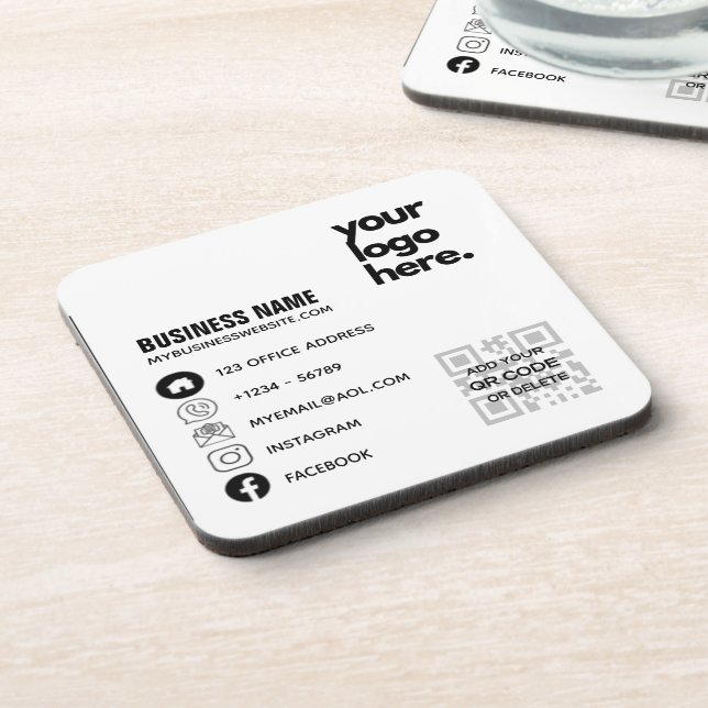 Porta-copo Código QR próprio Logotipo comercial crio ID de mí (Left Side)