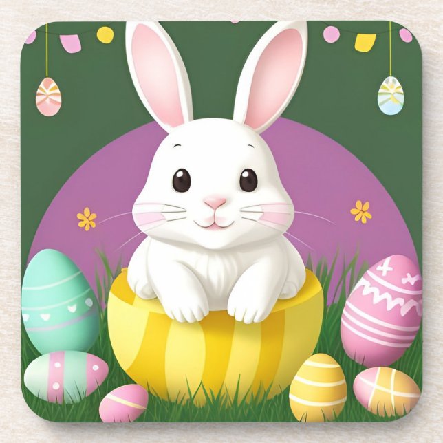 Porta-copo Coelhinho De Páscoa Bonito Com Ovos Decorativos (Frente)
