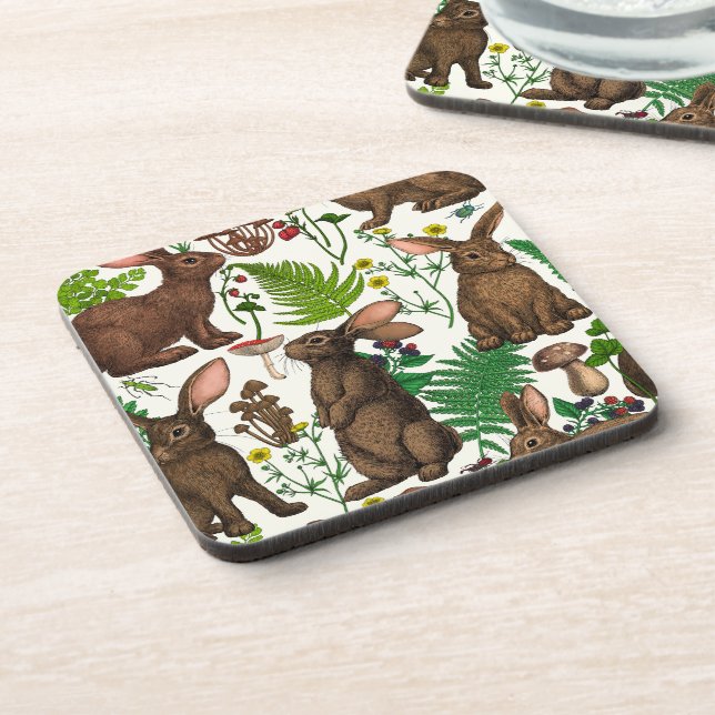 Porta-copo Coelhos e flora florestal 4 (Left Side)