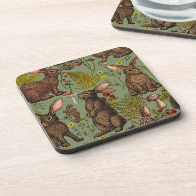 Porta-copo Coelhos e flora florestal Bebidas Coaster (Left Side)