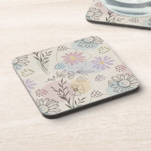 Porta-copo Colagem de Flores Silvestres Pastel – Geométrico F