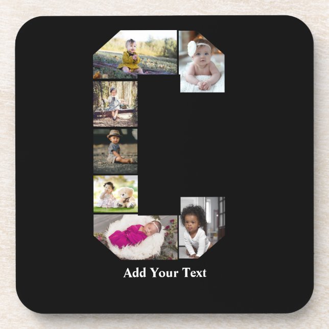 Porta-copo Colagem de Fotografias com design Carta C (Frente)