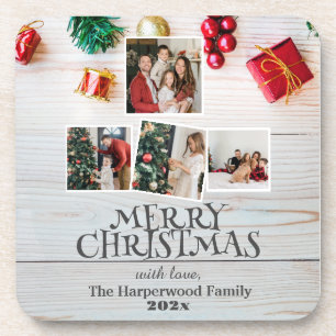 Porta-copo colagem fotográfica simples e elegante de natal