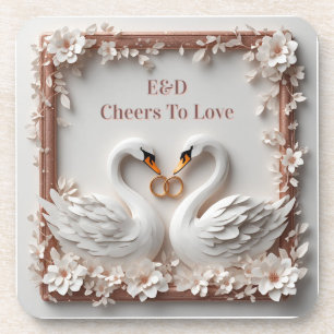 Porta-copo 🕊️ Coleção de Casamento Floral Coração de Cisne �