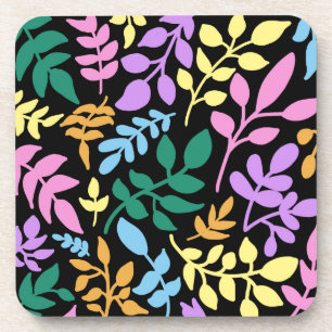 Porta-copo Colorful foliage in black background