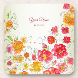 Porta-copo Colorful Red Yellow Pink Floral Wedding Party