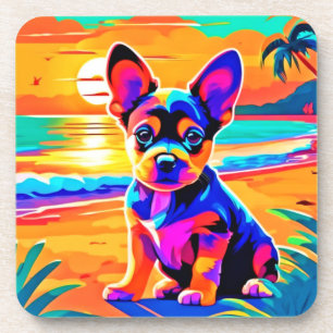 Porta-copo Colorida Chihuahua Puppy em Sunset Beach