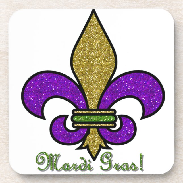 Porta-copo Colorida Mardi Gras Fleur De Lis (Frente)