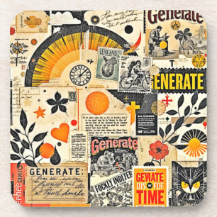 Porta-copo Combinação de Ephemera de Papel Retroativo