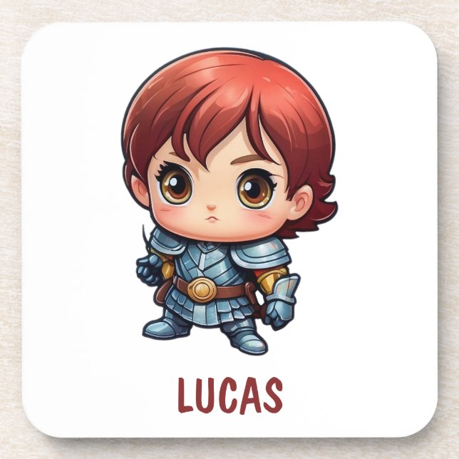 Porta-copo Comic Knight Personalized Kids Room Drink Coaster (Frente)