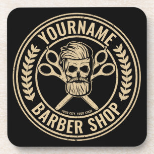 Porta-copo Compro de Barber Personalizado Skull Rockabilly Sa