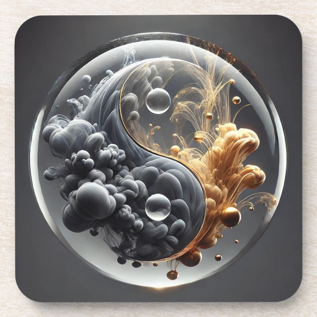 Porta-copo Conceito de Yin Yang com Padrões Fluídos (Frente)