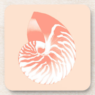 Porta-copo Concha de Nautilus - laranja coral e branco
