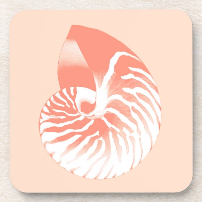 Porta-copo Concha de Nautilus - laranja coral e branco (Frente)