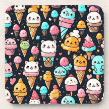 Cones de sorvete colorido, bonitos