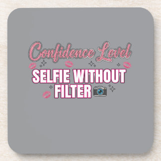 Porta-copo Confidence Level: Selfie Without Filter | Funny Pi
