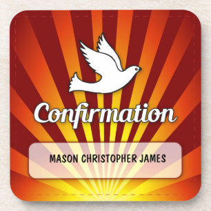 Porta-copo Congratulations Confirmation Dove with Gold, Red