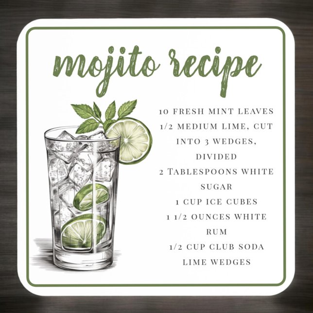 Porta-copo Conjunto de 6 Receitas de Mojito / Bebida de Recei (Criador carregado)
