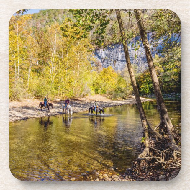 Porta-copo Conjunto de Cavalos de Pauleando o Rio Buffalo (Frente)