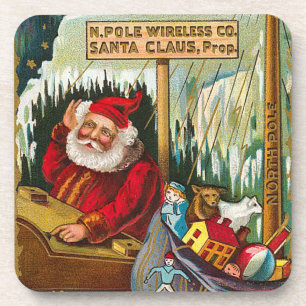 Porta-copo Conjunto de Papais noeis de Rádio Vintage Portas c