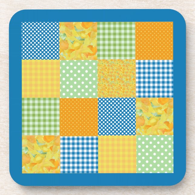 Porta-copo Conjunto de Portas copos Daffodils, Faux-Patchwork (Frente)