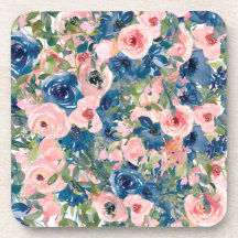 Conjunto de Portas copos Florais Azul e Rosa