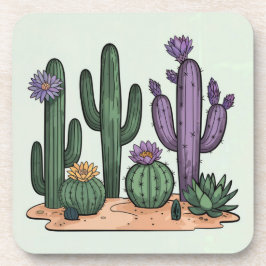 Porta-copo Conjunto de Portas copos Flores de Cactus Verdes