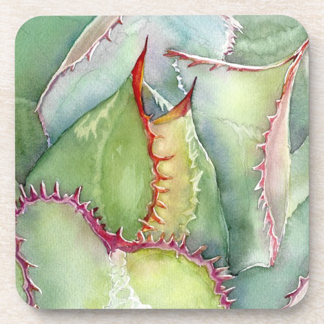 Porta-copo Conjunto de seis portas copos de aquarela agave (Frente)