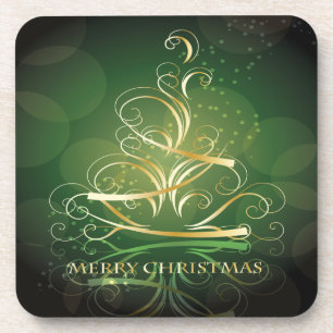 Porta-copo Conjunto Dourado de árvores de Natal de Fita Porta