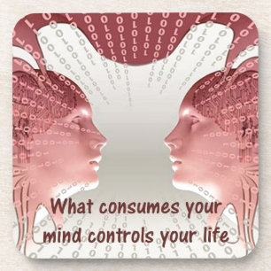 Porta-copo Controle seu pensamento positivo de citação de v