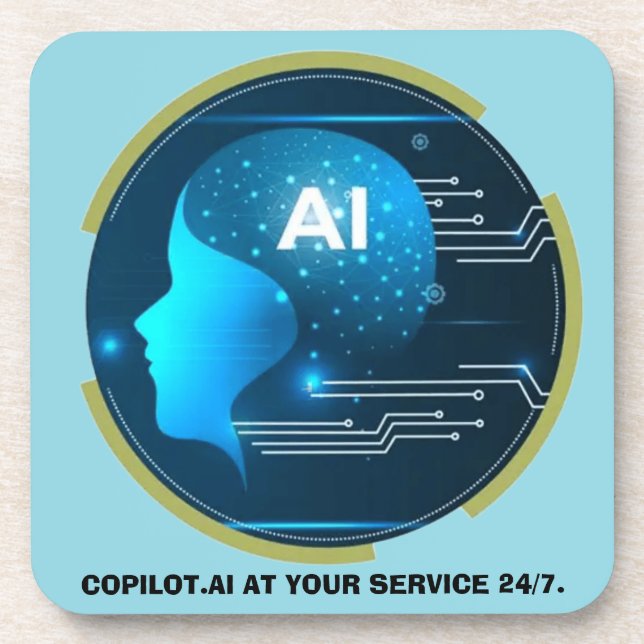 Porta-copo Copilot.AI ao seu serviço, 24/7. (Frente)