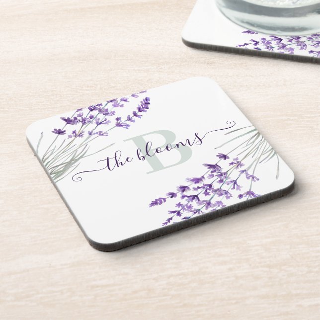 Porta-copo Copo de plástico duro lavanda monogramado (Left Side)