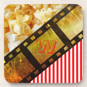Porta-copo Copo debaixo de pipoca e rolo de filme