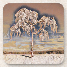 Porta-copo Cor da água moderna das árvores neves coloridas