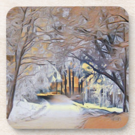 Porta-copo Cor da água moderna das árvores neves coloridas