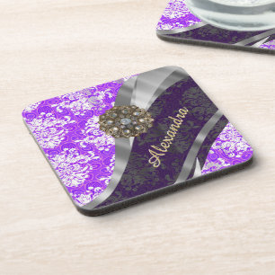 Porta-copo Cor damasco bonito e roxa personalizada