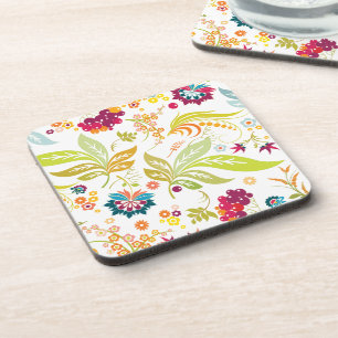 Porta-copo Cor de fundo da flora retrô do PixDezines/DIY