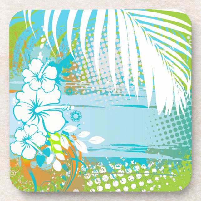 Porta-copo Cor de fundo do hibiscus do PixDezines/DIY (Frente)