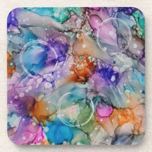 Porta-copo Cor de laranja, roxa, rosa, abstrato azul