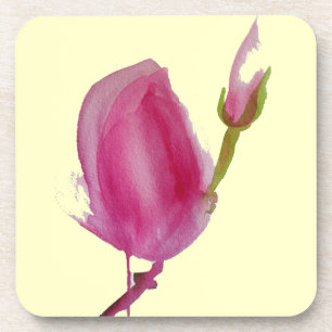 Porta-copo Cor-de-rosa Magnolia, flor de aquarela