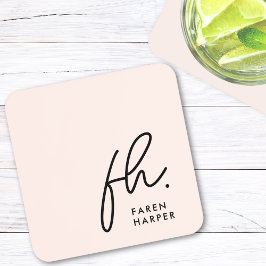 Porta-copo Cor-de-rosa rosado minimalista de script monograma