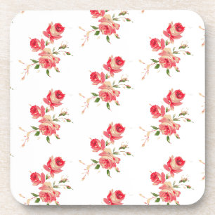 Porta-copo cor-de-rosa suave e rosa vermelha elegante floral