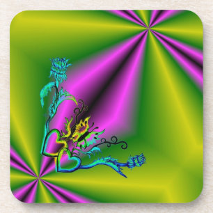 Porta-copo Coração com Flor e Borboleta