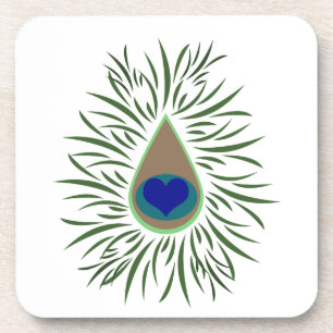 Porta-copo Coração do olho do pavão dado forma