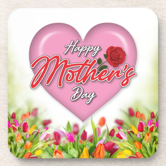 Porta-copo Coração Elegante Design do Dia das Mães (Frente)