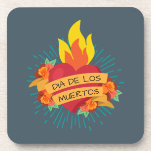 Porta-copo Coração flamejante Dia de los Muertos Porta cop