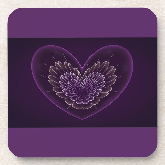 Porta-copo Coração Fractal Roxo (Frente)