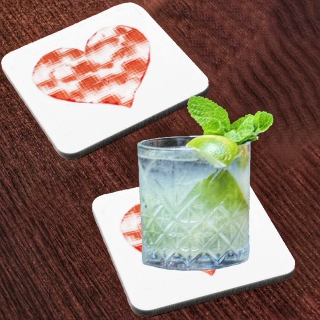 Porta-copo Coração Marmoreado (These Marbled Heart Beverage Coasters, make a Nice gift!)