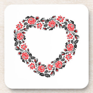 Porta-copo Coração original de flores rosas vermelhas cruzes